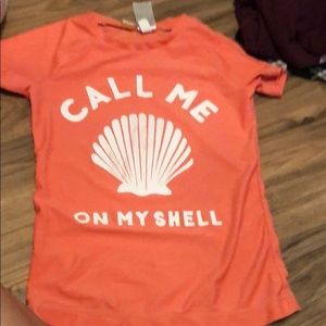 orange pink swim suit shirt